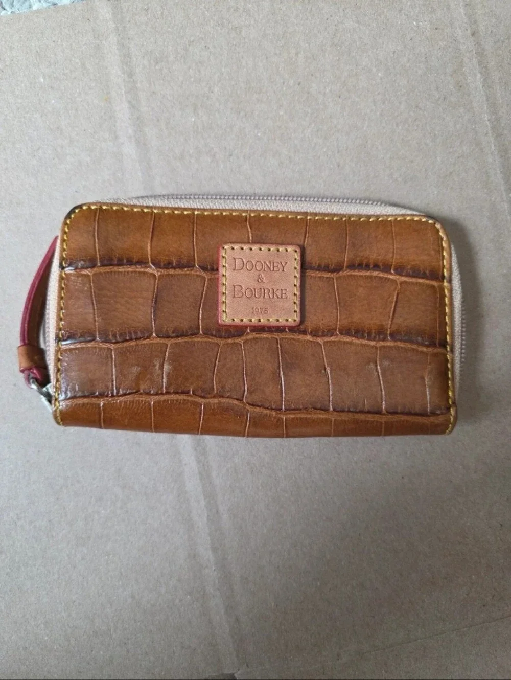 Dooney & Bourke Brown Croc-Embossed Leather Zip Wallet